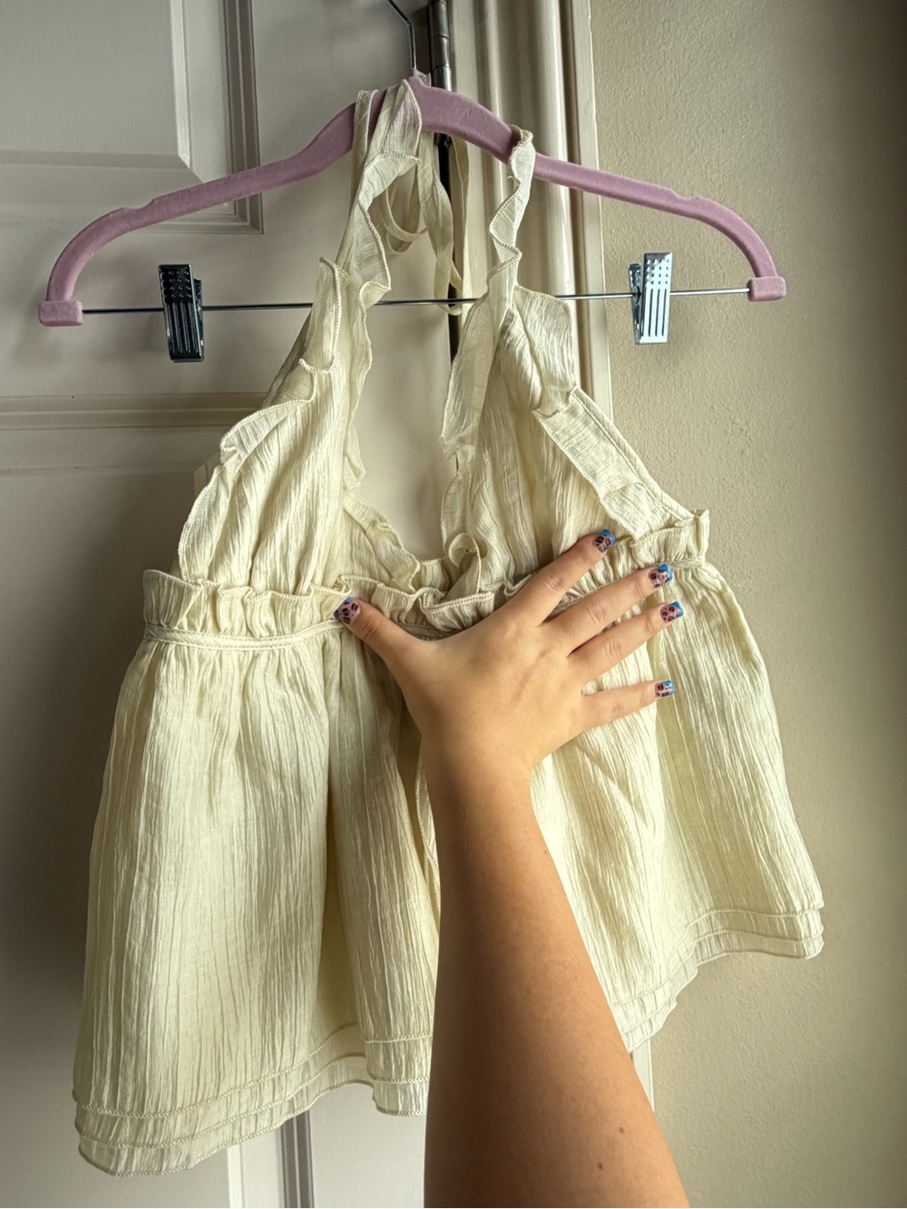 Cream Ruffled Top